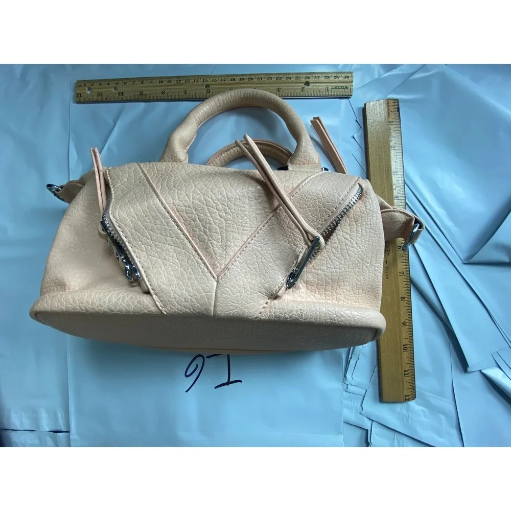 Peach Textured Satchel Handbag Silver Hardware‎